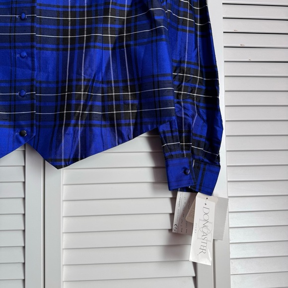 Doncaster Silk Plaid Lightweight Blazer Shirt Jacket Blue Black Size 12 NEW - Picture 8 of 9